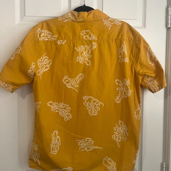 Norse Projects Carsten Floral Print Short Sleeve Shirt Chrome Yellow Mens Small - Picture 3 of 3